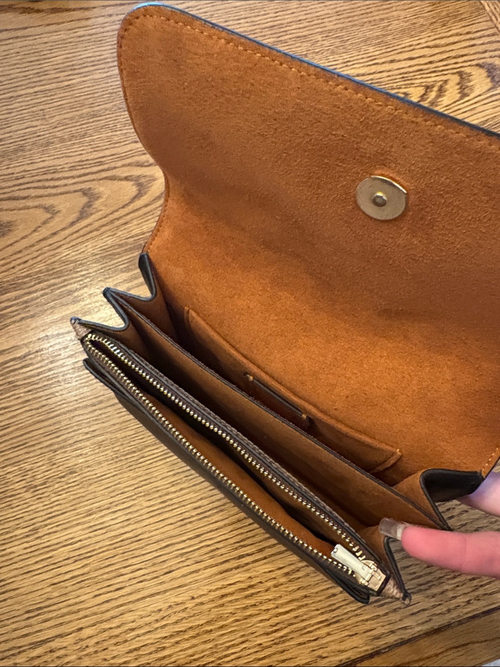 Coach Two-Tone Signature Crossbody in Brown and Black with Gold Hardware - Picture 4 of 4